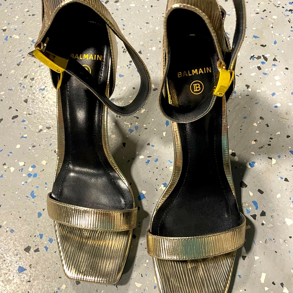 Balmain gold shoes